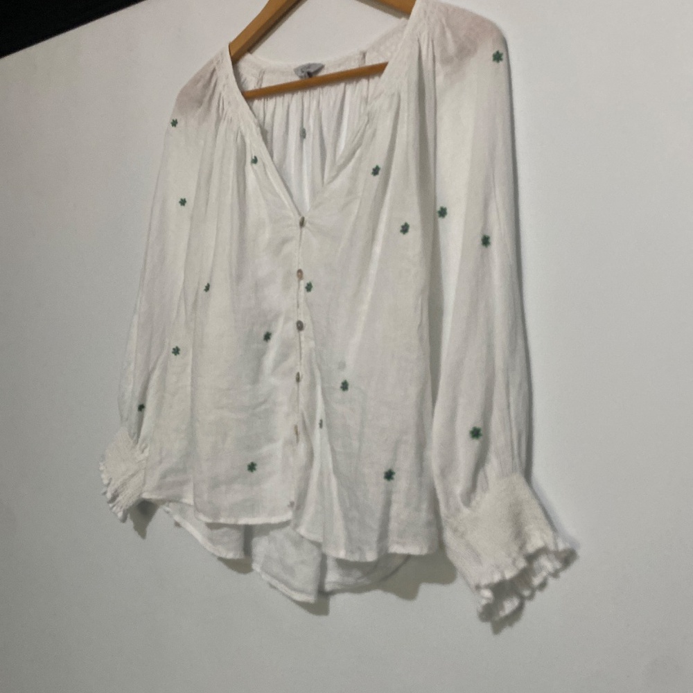 Rails M Green Daisy Embroidery Mariah Top - Picture 11 of 13